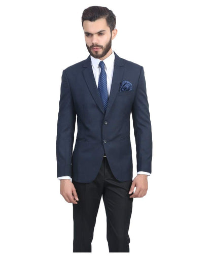 MANQ Men's Slim Fit Single Breasted Blazer (BL-101-38-Blue_Blue_38) 