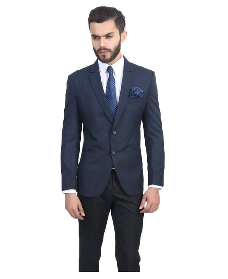 MANQ Men's Slim Fit Single Breasted Blazer (BL-101-38-Blue_Blue_38) 
