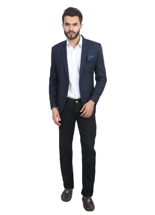 MANQ Men's Slim Fit Single Breasted Blazer (BL-101-38-Blue_Blue_38) 