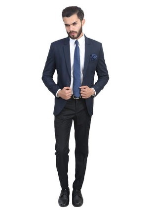MANQ Men's Slim Fit Single Breasted Blazer (BL-101-38-Blue_Blue_38) 