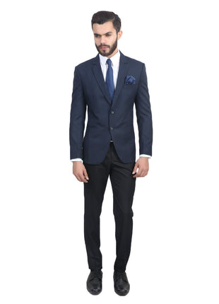 MANQ Men's Slim Fit Single Breasted Blazer (BL-101-38-Blue_Blue_38) 