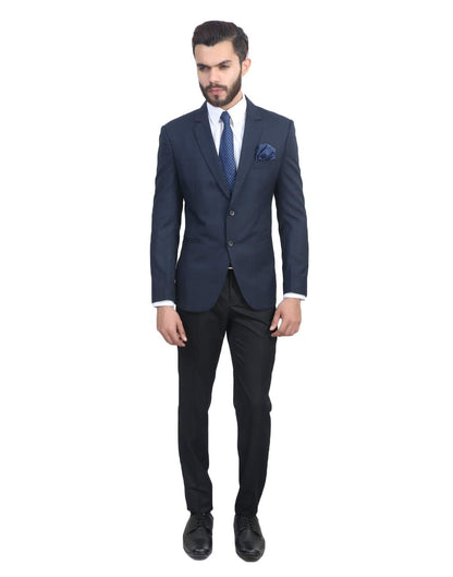 MANQ Men's Slim Fit Single Breasted Blazer (BL-101-38-Blue_Blue_38) 