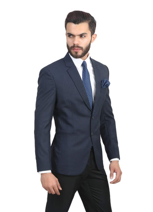 MANQ Men's Slim Fit Single Breasted Blazer (BL-101-38-Blue_Blue_38) 