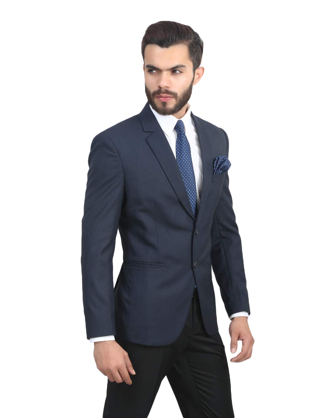 MANQ Men's Slim Fit Single Breasted Blazer (BL-101-38-Blue_Blue_38) 
