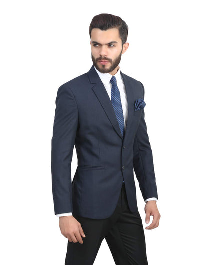 MANQ Men's Slim Fit Single Breasted Blazer (BL-101-38-Blue_Blue_38) 
