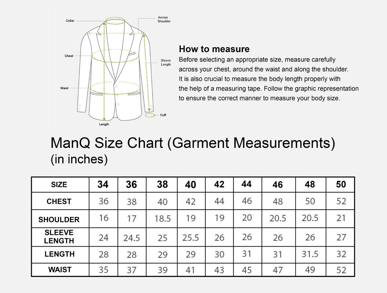 MANQ Men's Slim Fit Single Breasted Blazer (BL-101-38-Blue_Blue_38) 