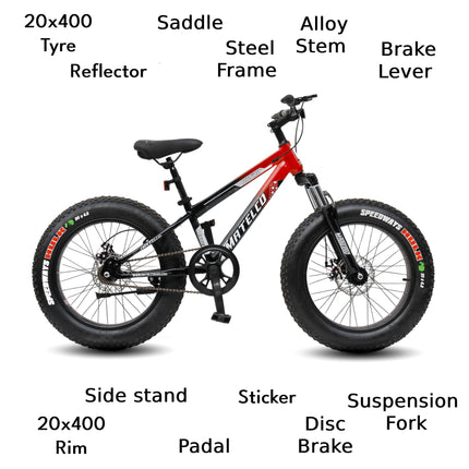 MATELCO Fat Bike 20x400 INCH Fat Tyre Cycle (Green) (RED Black) 