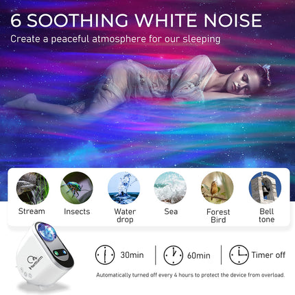 MERTTURM® Galaxy Aurora Projector, 3 in 1 LED Northern Lights Star Projector, 6 White Noise Starry Moon Light with Bluetooth Speaker for Adult Kids Gift, Bedroom, Room Decor 