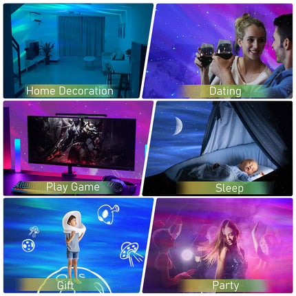 MERTTURM® Galaxy Aurora Projector, 3 in 1 LED Northern Lights Star Projector, 6 White Noise Starry Moon Light with Bluetooth Speaker for Adult Kids Gift, Bedroom, Room Decor 