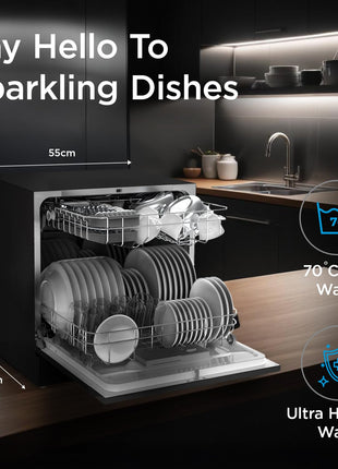 MIDEA 8 Place Setting Countertop Dishwasher (MDWTT0802D (B), Black, 6 wash programs, Portable, anti-bacterial filter & Intensive 70 degree wash for Ultra Hygiene, 24 Hour Delay Timer) 