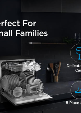 MIDEA 8 Place Setting Countertop Dishwasher (MDWTT0802D (B), Black, 6 wash programs, Portable, anti-bacterial filter & Intensive 70 degree wash for Ultra Hygiene, 24 Hour Delay Timer) 