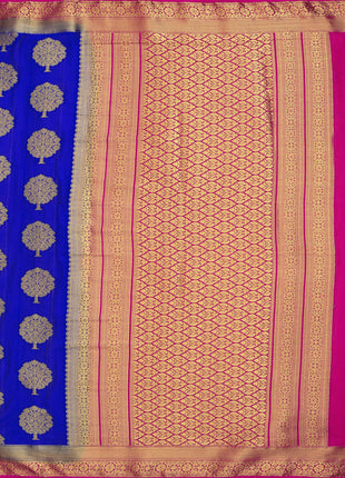 MIMOSA Women Mysore Silk Style Crepe Saree Color : Blue (4858-2656-2D-Rb-Rn) 