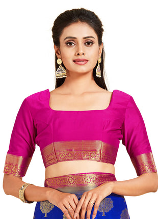 MIMOSA Women Mysore Silk Style Crepe Saree Color : Blue (4858-2656-2D-Rb-Rn) 