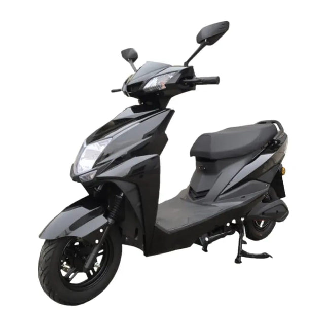 MIOOX Electric Scooter, Sporty Design, Black and Grey, LED Headlight, Wide Seat, Waterproof Lithium Ion Battery with 48V 30AH Range:60-100km Speed:45km/h Non RTO-EV Bike 