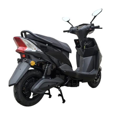 MIOOX Electric Scooter, Sporty Design, Black and Grey, LED Headlight, Wide Seat, Waterproof Lithium Ion Battery with 48V 30AH Range:60-100km Speed:45km/h Non RTO-EV Bike 