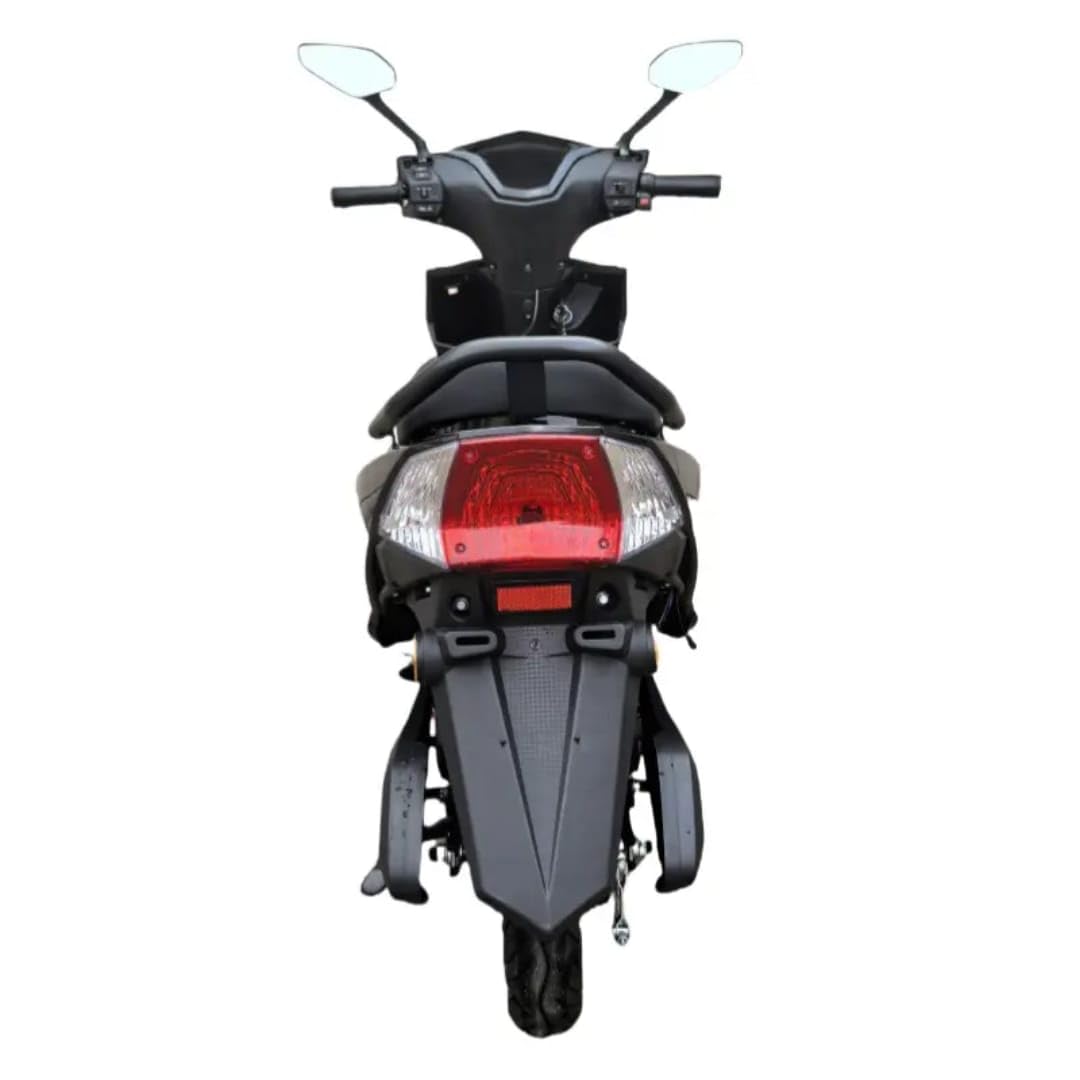 MIOOX Electric Scooter, Sporty Design, Black and Grey, LED Headlight, Wide Seat, Waterproof Lithium Ion Battery with 48V 30AH Range:60-100km Speed:45km/h Non RTO-EV Bike 