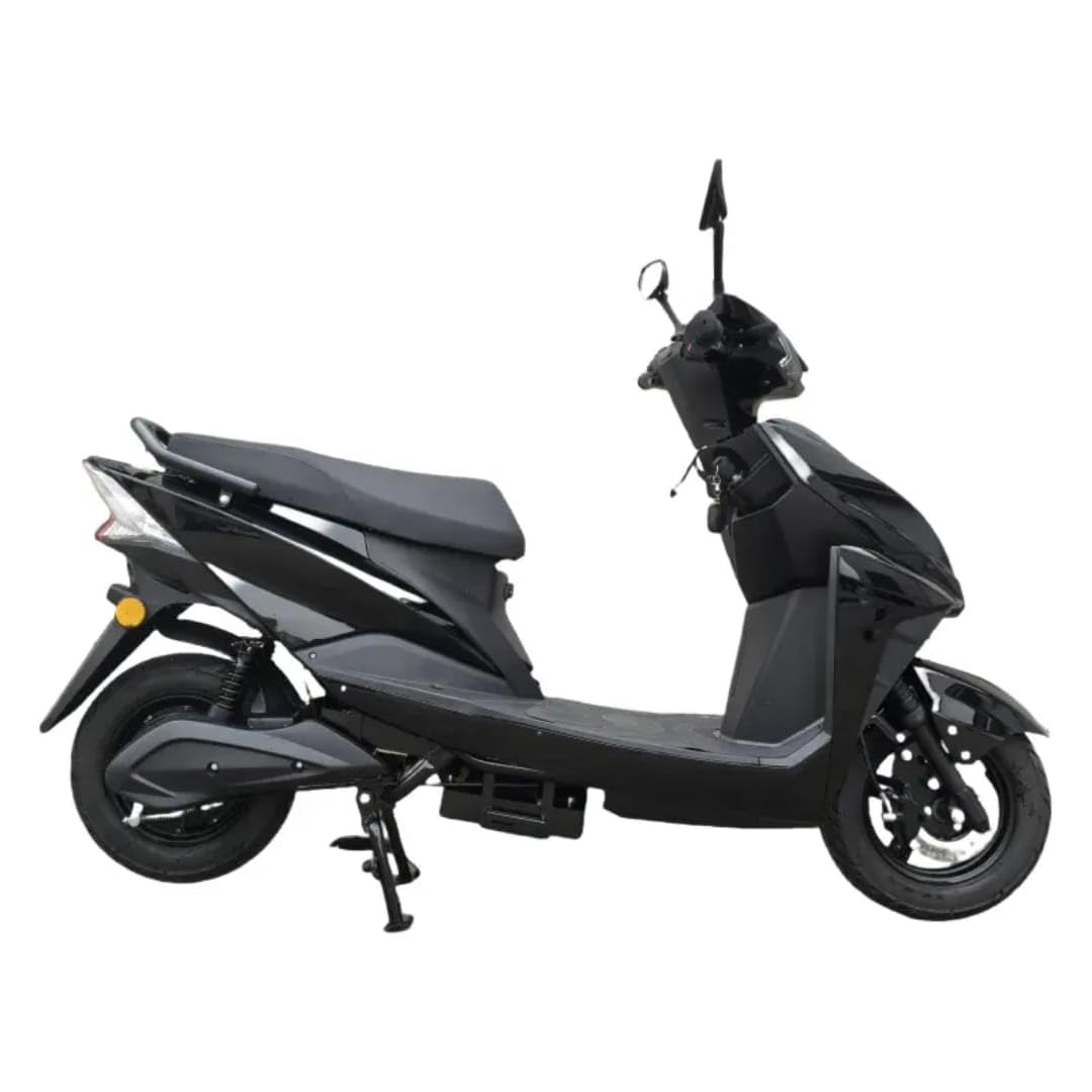 MIOOX Electric Scooter, Sporty Design, Black and Grey, LED Headlight, Wide Seat, Waterproof Lithium Ion Battery with 48V 30AH Range:60-100km Speed:45km/h Non RTO-EV Bike 