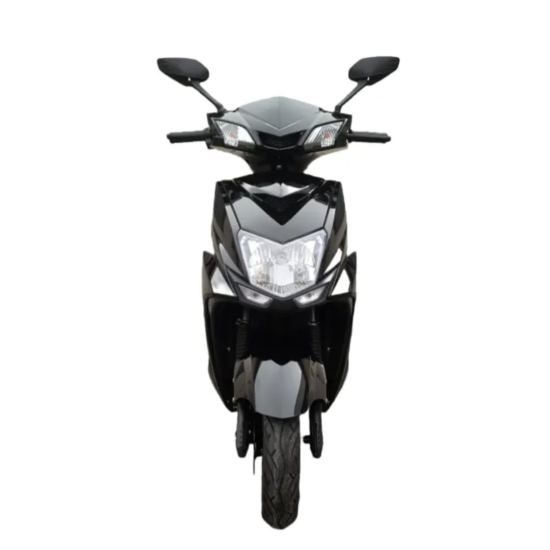 MIOOX Electric Scooter, Sporty Design, Black and Grey, LED Headlight, Wide Seat, Waterproof Lithium Ion Battery with 48V 30AH Range:60-100km Speed:45km/h Non RTO-EV Bike 