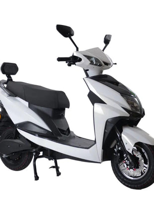 MIOOX Electric Scooter, White and Black, Disc Brake System, Comfortable Seat with Backrest 60-100km per Charge Waterproof Lithium Ion Battery with 48V 30AH Range 60 to 80 km/charge Speed 45km/h 