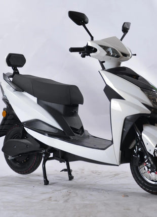 MIOOX Electric Scooter, White and Black, Disc Brake System, Comfortable Seat with Backrest 60-100km per Charge Waterproof Lithium Ion Battery with 48V 30AH Range 60 to 80 km/charge Speed 45km/h 