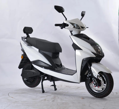 MIOOX Electric Scooter, White and Black, Disc Brake System, Comfortable Seat with Backrest 60-100km per Charge Waterproof Lithium Ion Battery with 48V 30AH Range 60 to 80 km/charge Speed 45km/h 