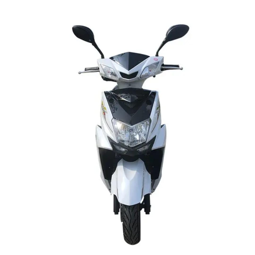 MIOOX Electric Scooter, White and Black, Disc Brake System, Comfortable Seat with Backrest 60-100km per Charge Waterproof Lithium Ion Battery with 48V 30AH Range 60 to 80 km/charge Speed 45km/h 