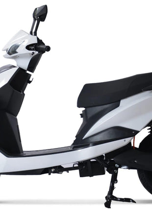 MIOOX Electric Scooter, White and Black, Disc Brake System, Comfortable Seat with Backrest 60-100km per Charge Waterproof Lithium Ion Battery with 48V 30AH Range 60 to 80 km/charge Speed 45km/h 