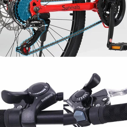 MIOOX MTB Foldable Alloy Wheel Black Mountain Bike with 26X4 Inch Tyres Folding Bike for Adults with 21 Gears (Frame - 26 Inch) (Blue) 