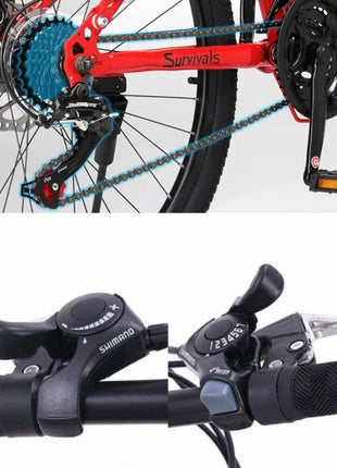 MIOOX MTB Foldable Alloy Wheel Black Mountain Bike with 26X4 Inch Tyres Folding Bike for Adults with 21 Gears (Frame - 26 Inch) (Blue) 