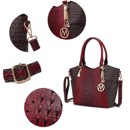 MKF Collection Crossbody Tote Bag for Women - PU Leather Top-Handle Satchel Shoulder Handbag, Kristal Brown 
