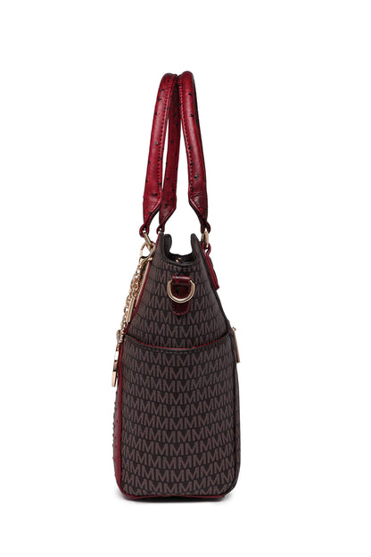 MKF Collection Crossbody Tote Bag for Women - PU Leather Top-Handle Satchel Shoulder Handbag, Kristal Brown 