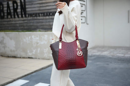 MKF Collection Crossbody Tote Bag for Women - PU Leather Top-Handle Satchel Shoulder Handbag, Kristal Brown 