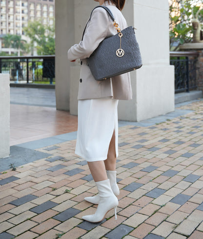 MKF Collection Shoulder Bag for Women, PU Leather Pocketbook Top-Handle Crossbody Purse Tote Satchel Handbag, Rylee Camel, Large 