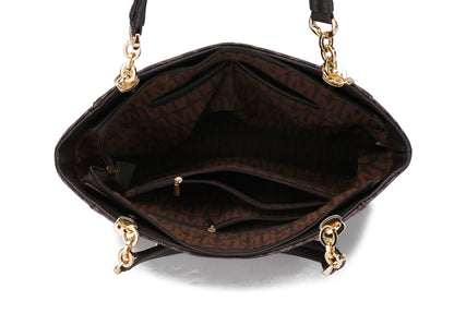 MKF Collection Shoulder Handbag For Women: Vegan Leather Satchel-Tote Bag, Relaxed Fit Top-Handle Purse, Ladies Pocketbook,Brown 