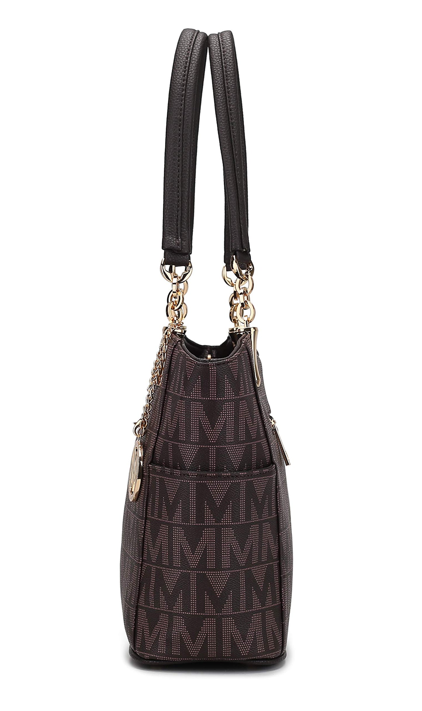 MKF Collection Shoulder Handbag For Women: Vegan Leather Satchel-Tote Bag, Relaxed Fit Top-Handle Purse, Ladies Pocketbook,Brown 