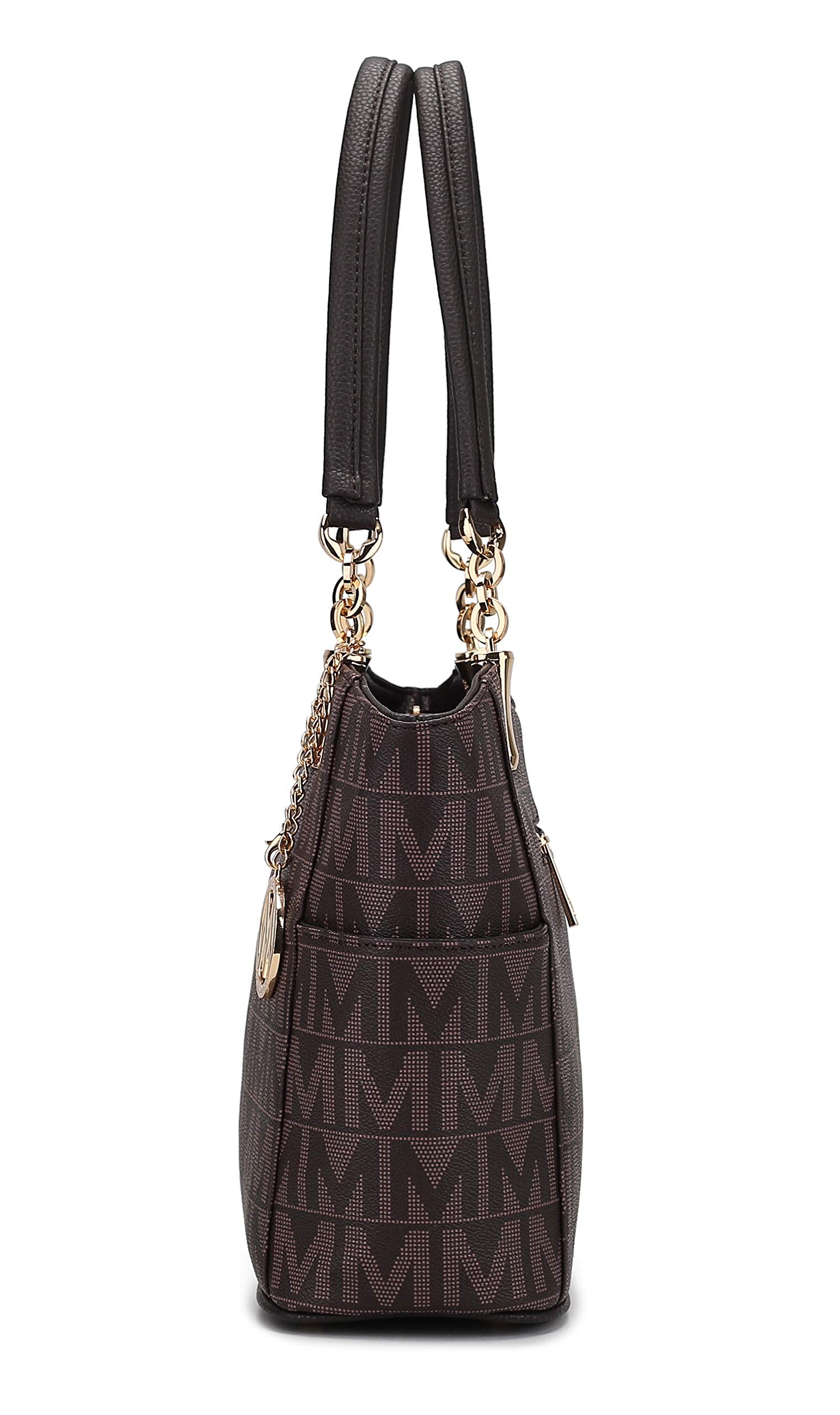 MKF Collection Shoulder Handbag For Women: Vegan Leather Satchel-Tote Bag, Relaxed Fit Top-Handle Purse, Ladies Pocketbook,Brown 