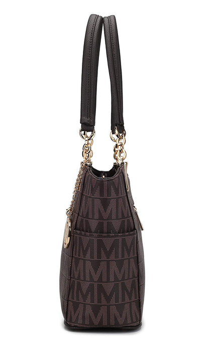 MKF Collection Shoulder Handbag For Women: Vegan Leather Satchel-Tote Bag, Relaxed Fit Top-Handle Purse, Ladies Pocketbook,Brown 