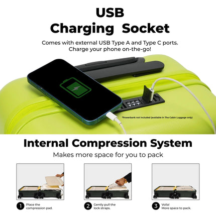 MOKOBARA Iconic Range The Set of 3 Polycarbonate Hard Shell Luggage 79Cms Cabin, Small Medium & Large Size German Makrolon Green, 8 Spinner Wheels Suitcase Trolley, Hinomoto Wheels (Forest Sunray) 