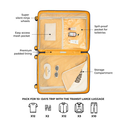 MOKOBARA The Transit Luggage Poly-Carbonate Hard Sided 8 Silent Ninja Wheels for Travelling (We Meet Again Sunray (Limited Edition) 2.0, Check-in Large) 