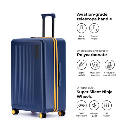 MOKOBARA The Transit Luggage Poly-Carbonate Hard Sided 8 Silent Ninja Wheels for Travelling (We Meet Again Sunray (Limited Edition) 2.0, Check-in Large) 