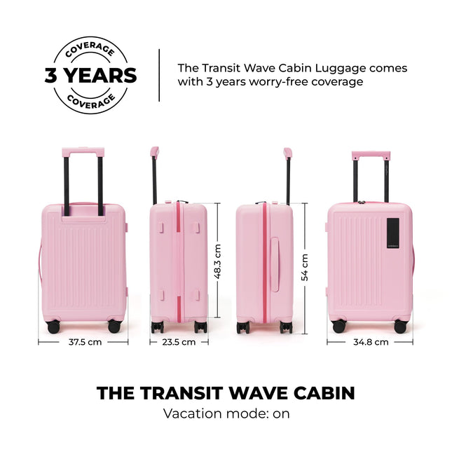 MOKOBARA The Transit Wave - Cabin Luggage | Small 54 Cm Pink Polycarbonate 8 Wheel Trolley Hardsided Spinner Suitcase With Built In Tsa Lock Travel Suitcase (Excuse Me) 