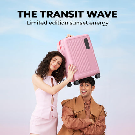 MOKOBARA The Transit Wave - Cabin Luggage | Small 54 Cm Pink Polycarbonate 8 Wheel Trolley Hardsided Spinner Suitcase With Built In Tsa Lock Travel Suitcase (Excuse Me) 