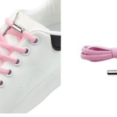 MOMISY No Tie Elastic Shoelaces, Semicircle Shoe Laces For Kids and Adult, Sneakers Shoelace Locks Laces Shoe Strings (Light Pink) 