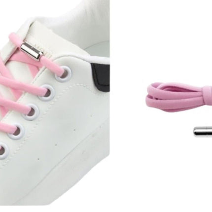 MOMISY No Tie Elastic Shoelaces, Semicircle Shoe Laces For Kids and Adult, Sneakers Shoelace Locks Laces Shoe Strings (Light Pink) 