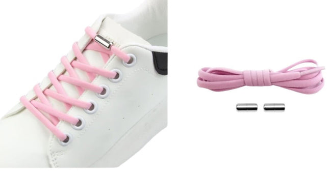 MOMISY No Tie Elastic Shoelaces, Semicircle Shoe Laces For Kids and Adult, Sneakers Shoelace Locks Laces Shoe Strings (Light Pink) 