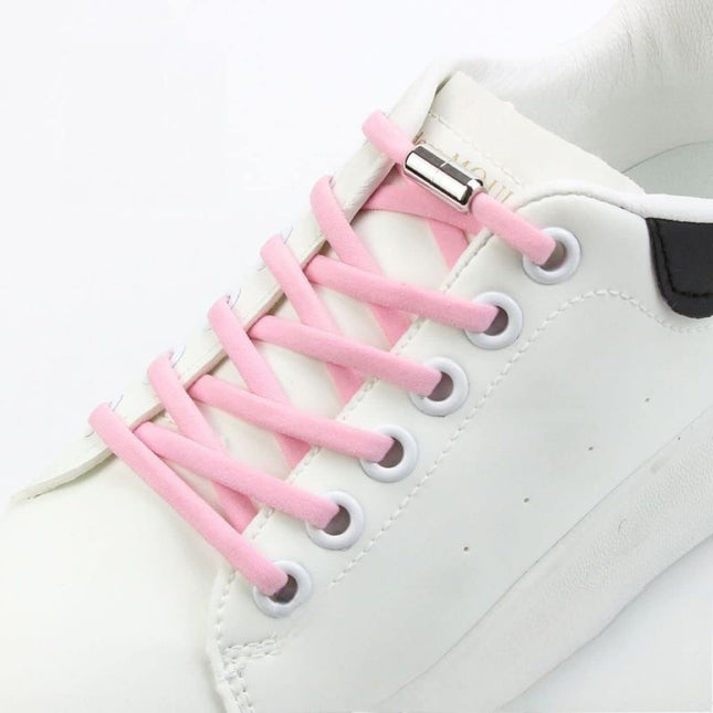 MOMISY No Tie Elastic Shoelaces, Semicircle Shoe Laces For Kids and Adult, Sneakers Shoelace Locks Laces Shoe Strings (Light Pink) 