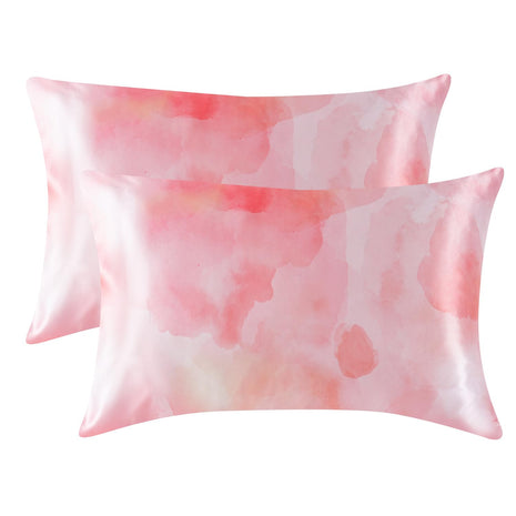 MR&HM Satin Pillowcase for Hair and Skin, Silk Satin Pillowcase 2 Pack, King Size Pillow Cases Set of 2, Silky Pillow Cover with Envelope Closure (20x40, Dream Pink) 
