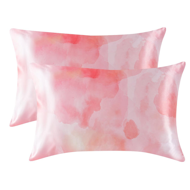 MR&HM Satin Pillowcase for Hair and Skin, Silk Satin Pillowcase 2 Pack, King Size Pillow Cases Set of 2, Silky Pillow Cover with Envelope Closure (20x40, Dream Pink) 