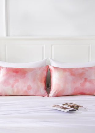 MR&HM Satin Pillowcase for Hair and Skin, Silk Satin Pillowcase 2 Pack, King Size Pillow Cases Set of 2, Silky Pillow Cover with Envelope Closure (20x40, Dream Pink) 