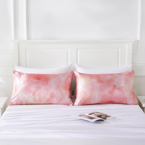 MR&HM Satin Pillowcase for Hair and Skin, Silk Satin Pillowcase 2 Pack, King Size Pillow Cases Set of 2, Silky Pillow Cover with Envelope Closure (20x40, Dream Pink) 